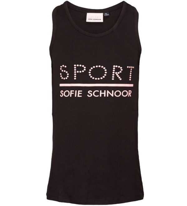 Sport by Sofie Schnoor Top - Pi - Sort/Rosa m. Logo - 4 år (104) - Petit by Sofie Schnoor T-Shirt