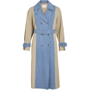 VILA Dame Trenchcoat VIBera - Medium Blue Denim TRAVERTINE